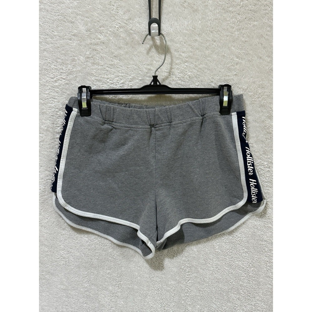 Hollister Micro Shorts Sweats Gray Navy Stripe Womens Small Low Rise y2k Mini